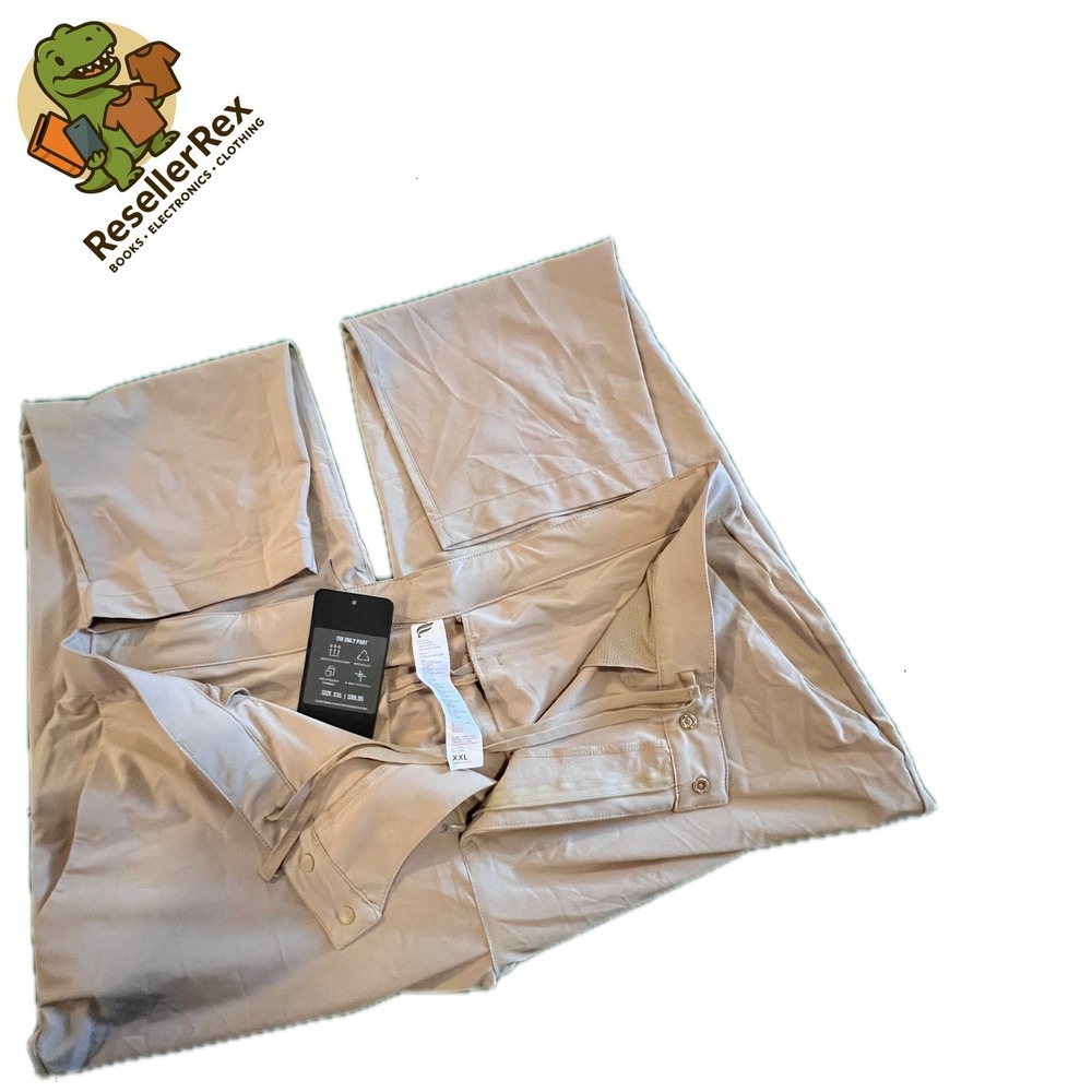 Fabletics Men's Khaki Beige Golf‎ Pant XXL Stretch 42x30 drawstring NWT